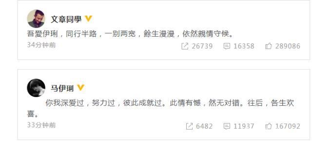 文(wén)章(zhāng)馬伊琍宣布離(lí)婚 二人(rén)商業(yè)版圖似無交集